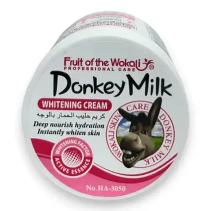 Donkey Milk Face Cream by Wokali, a moisturizing cream in a 115g pink jar, designed for skin hydration and softness.