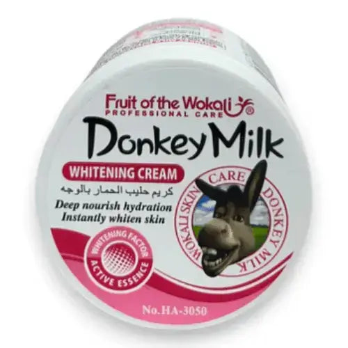 Donkey Milk Face Cream by Wokali, a moisturizing cream in a 115g pink jar, designed for skin hydration and softness.