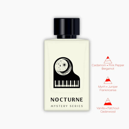 Nexpo Nocturne Extrait De Parfum 100ml bottle featuring elegant design and key notes of cardamom, pink pepper, and bergamot.
