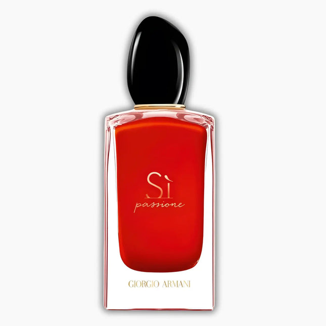 Giorgio Armani Si Passione Eau de Parfum 100ml bottle showcasing its elegant design and vibrant red color.