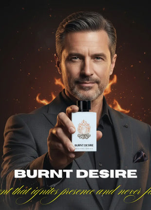 Nexpo Burnt Desire Extrait De Parfum 100ml held by a man, illustrating passion and sophistication.