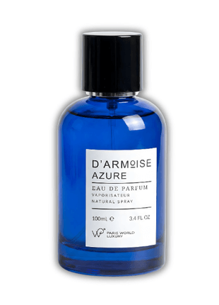 D Armoise Azure Eau de Parfum 100ml bottle with a blue design, showcasing elegance and sophistication.