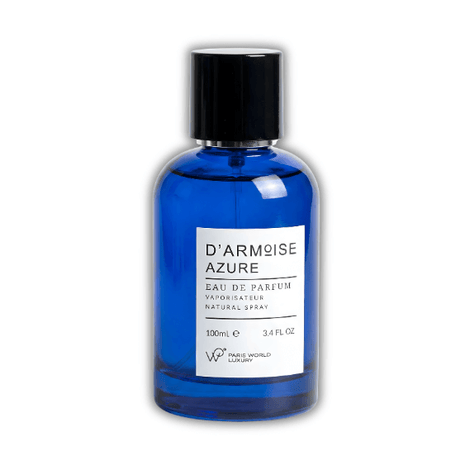 D Armoise Azure Eau de Parfum 100ml bottle with a blue design, showcasing elegance and sophistication.
