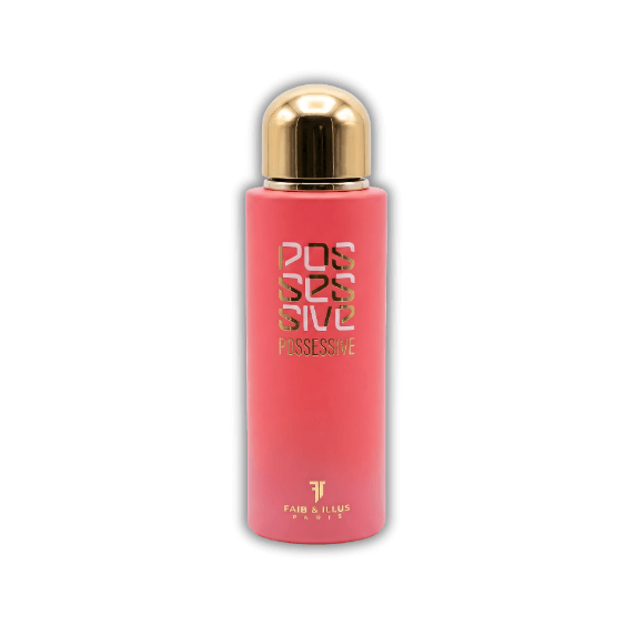 Faib and Illus Possessive Eau de Parfum 100ml bottle with gold cap and elegant design.