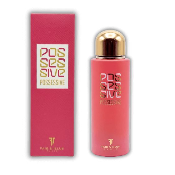 Faib and Illus Possessive Eau de Parfum 100ml bottle and box showcasing elegant design and branding.