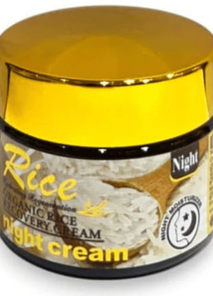Organic Rice Recovery Night Cream 55g Moisturizer jar with gold lid for overnight skin hydration.