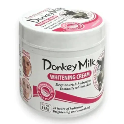 Donkey Milk Face Cream by Wokali 115g pink in a container, promoting hydration and skin softness.