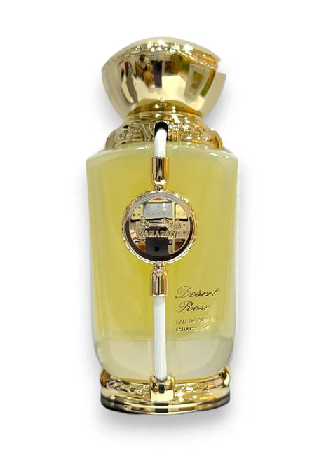Zaharat Desert Rose Eau de Parfum 100ml in an elegant glass bottle with gold accents.