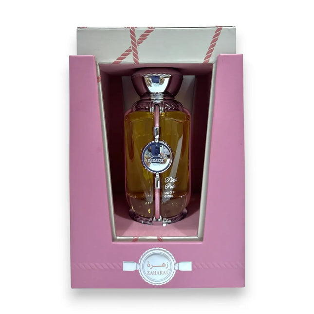 Zaharat Pink Petal Eau de Parfum 100ml in stylish pink packaging with a luxurious bottle design.