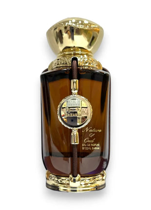 Zaharat Nature Of Oud Eau de Parfum 100ml bottle with ornate gold cap and detailed label.