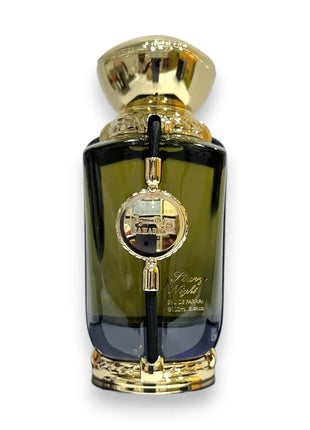 Zaharat Starry Night Eau de Parfum 100ml bottle showcasing its luxurious design and golden accents.