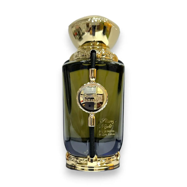 Zaharat Starry Night Eau de Parfum 100ml bottle showcasing its luxurious design and golden accents.