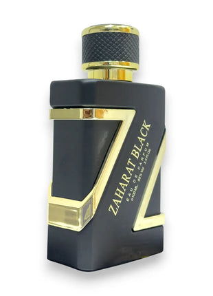 Zaharat Black Gold Eau De Parfum 100ml bottle showcasing its luxurious design and elegant packaging.
