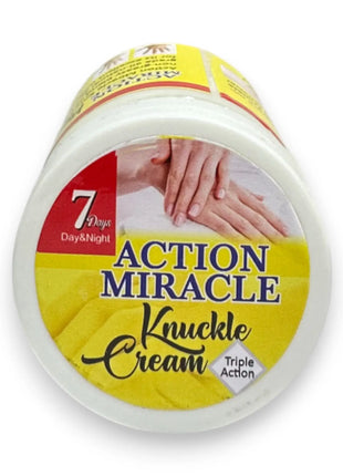 Action Miracle Knuckle Cream jar designed for intensive care of dry skin on knuckles, elbows, and knees.