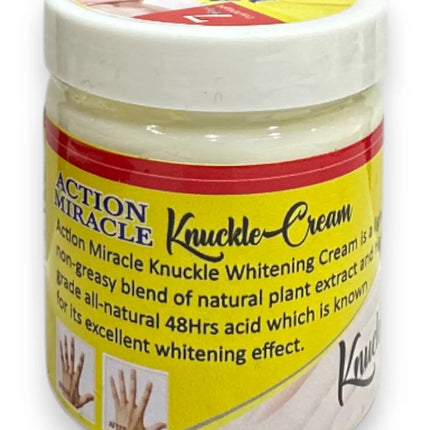 Action Miracle Knuckle Cream jar, a hydrating product for dry knuckles with natural ingredients.