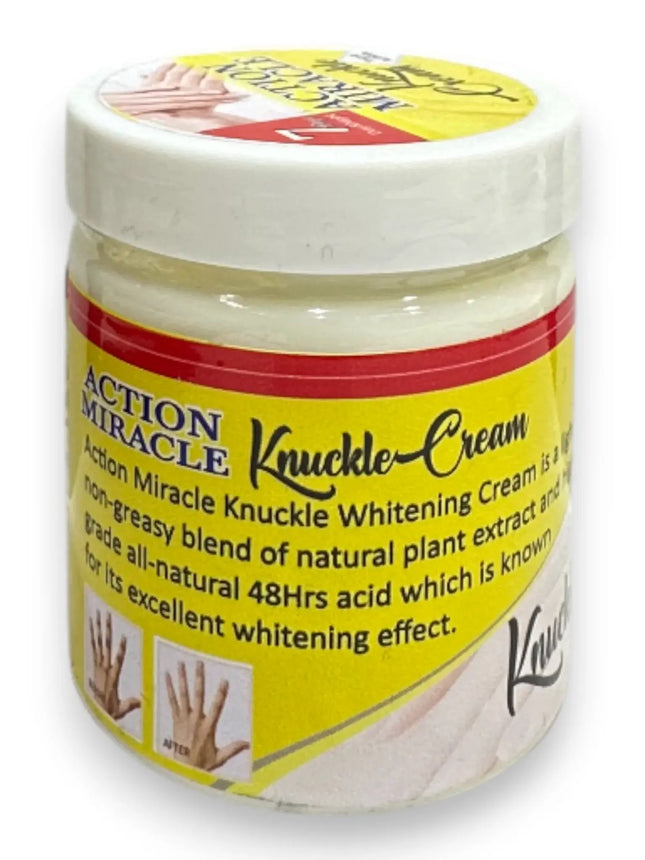 Action Miracle Knuckle Cream jar, a hydrating product for dry knuckles with natural ingredients.
