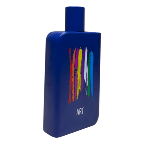 Art Samam Unisex Eau De Parfum 100ml vibrant blue bottle showcasing artistic design and modern fragrance.