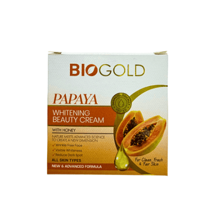 Bio Gold Papaya Beauty Cream 30g box, moisturizing cream with papaya and honey for radiant skin.