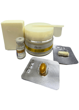 Biocos Collagen 5 in 1 Beauty Cream Pack including cream, cleansing bar, serum, and capsules.