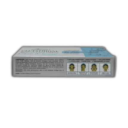 Packaging of Biocos Glutathione Advance Cream 40g showing instructions for use and benefits.