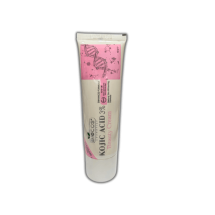 Biocos Kojic Acid Beauty Cream 40g tube designed for facial skin care and topical application on face and neck.