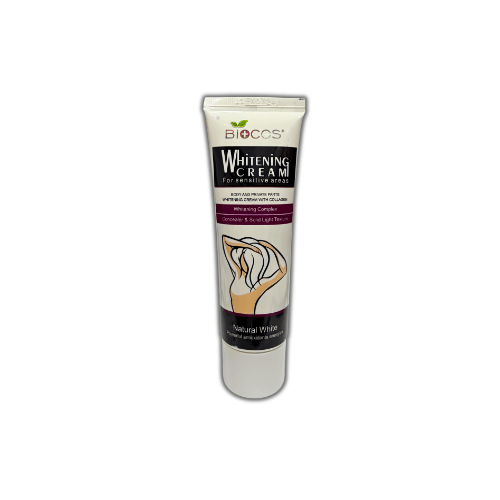 Biocos Whitening Cream Intimate Area 40g tube for sensitive skin with moisturizing formula and antioxidants.
