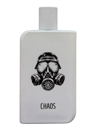 Chaos Samam Unisex Eau De Parfum 100ml bottle featuring a striking gas mask design.