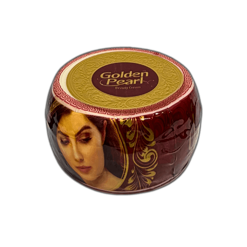 Golden Pearl Beauty Cream Facial 30g jar featuring a woman's face design and gold accents.