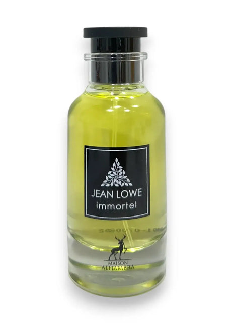 Jean Lowe Immortel Maison Alhambra EDP 100ml bottle featuring an elegant design and amber liquid.