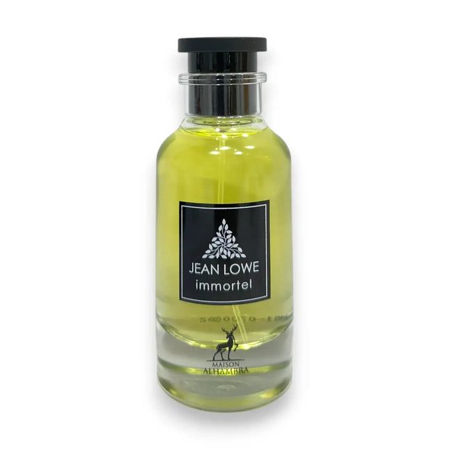 Jean Lowe Immortel Maison Alhambra EDP 100ml bottle featuring an elegant design and amber liquid.