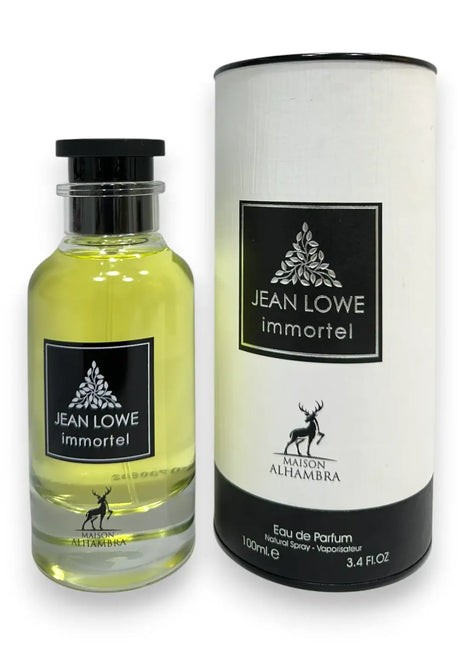 Jean Lowe Immortel Maison Alhambra EDP 100ml bottle and packaging featuring a black and white design.
