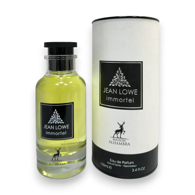 Jean Lowe Immortel Maison Alhambra EDP 100ml bottle and packaging featuring a black and white design.