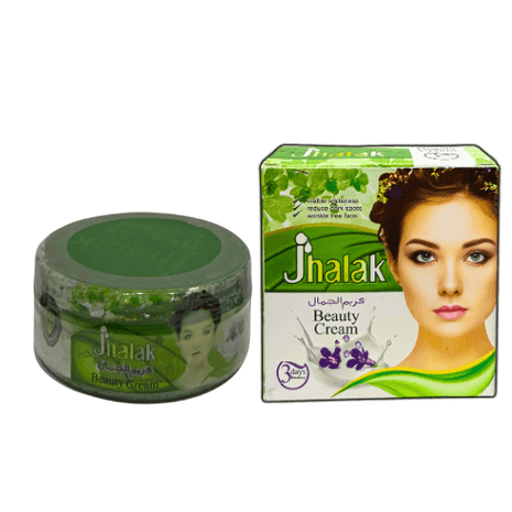 Jhalak Beauty Cream Face Formula 30g jar and box designed for hydration and skin texture management.