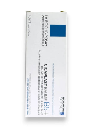 La Roche Posay Cicaplast Baume B5 Soothing Balm 40ml product packaging for skin recovery and hydration.