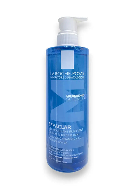 La Roche Posay Effaclar Purifying Foaming Gel 400ml bottle with pump for oily and acne-prone skin.
