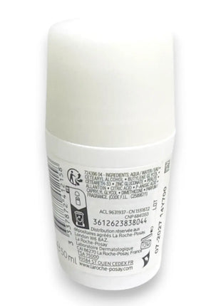 La Roche Posay Sensitive Skin 24HR Deodorant 50ml packaging showing ingredients and details.