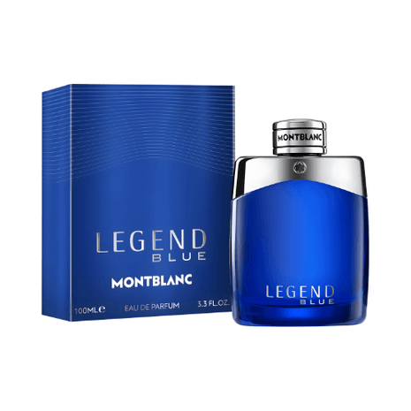 Montblanc Legend Blue Eau De Parfum 100ml packaging and bottle design showcasing a modern fragrance for men.