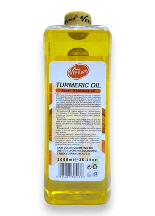 Veetgold Turmeric Even Tone Nourishing Body Oil 1000ml bottle front view for skincare benefits.