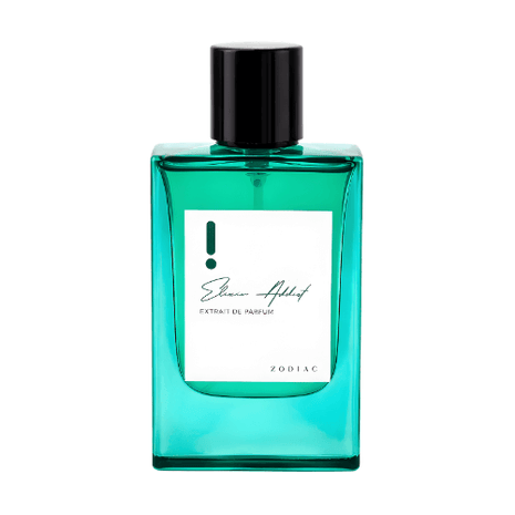Zodiac Elixir Addict Extrait Parfum 60ml in a striking emerald bottle, showcasing its unique unisex fragrance.