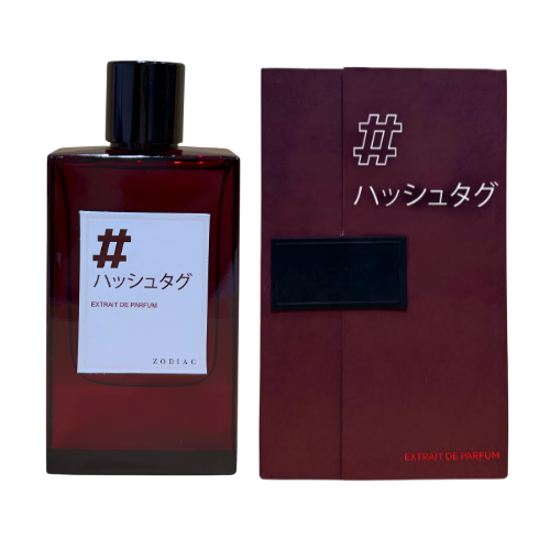 Zodiac Hashtag Extrait de Parfum 60ml bottle and packaging, sophisticated unisex fragrance.